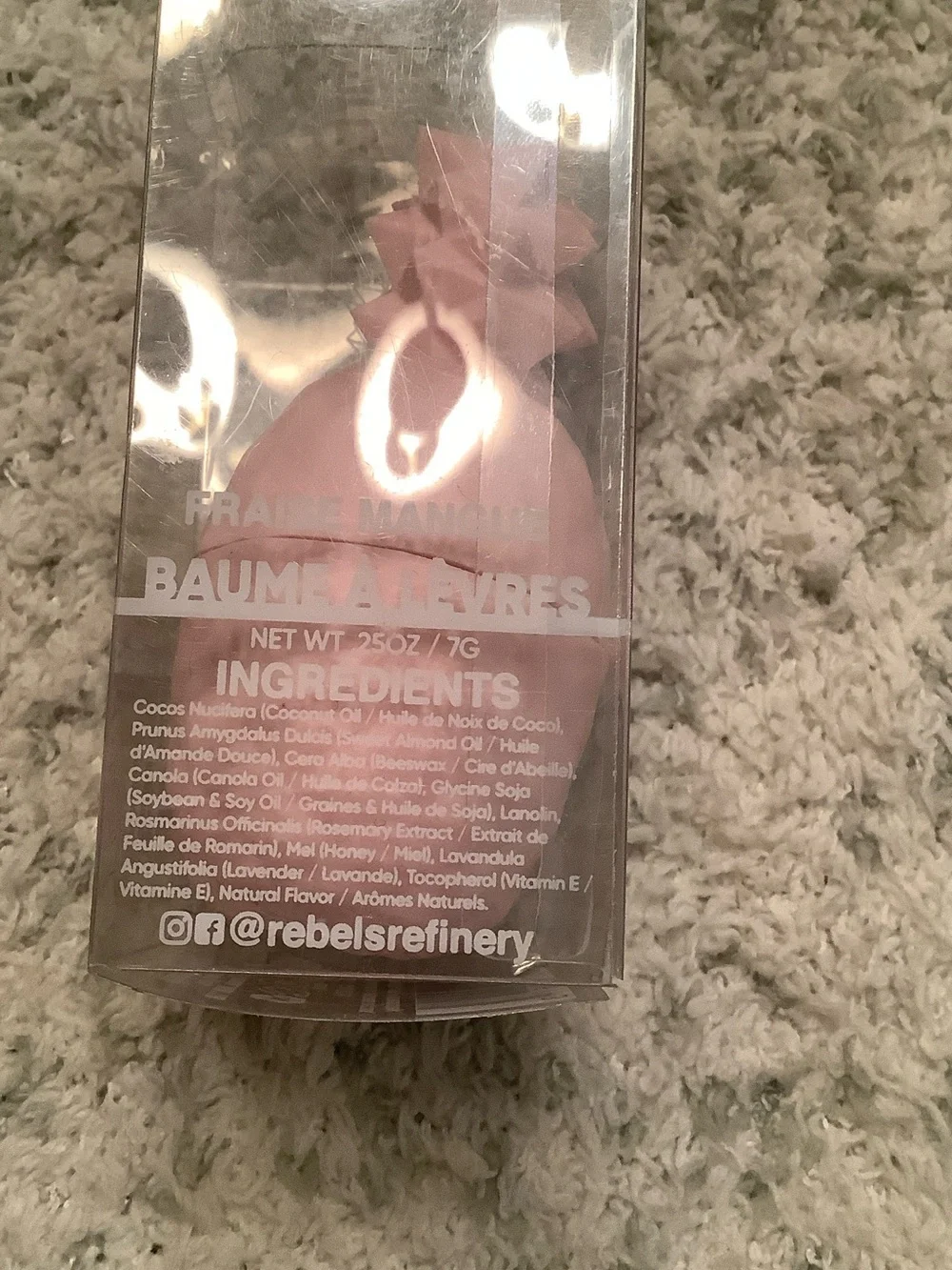 Rebels Refinery Pink Pineapple Lip Balm Flavored Strawberry Mango NWT %100 natur